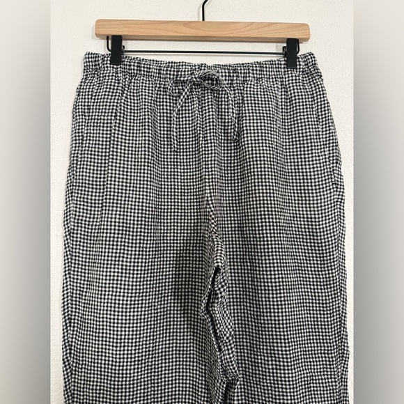 Eileen Fisher Puckered Organic Linen Tapered Pant Gingham Plaid Size Small NEW - Picture 5 of 9